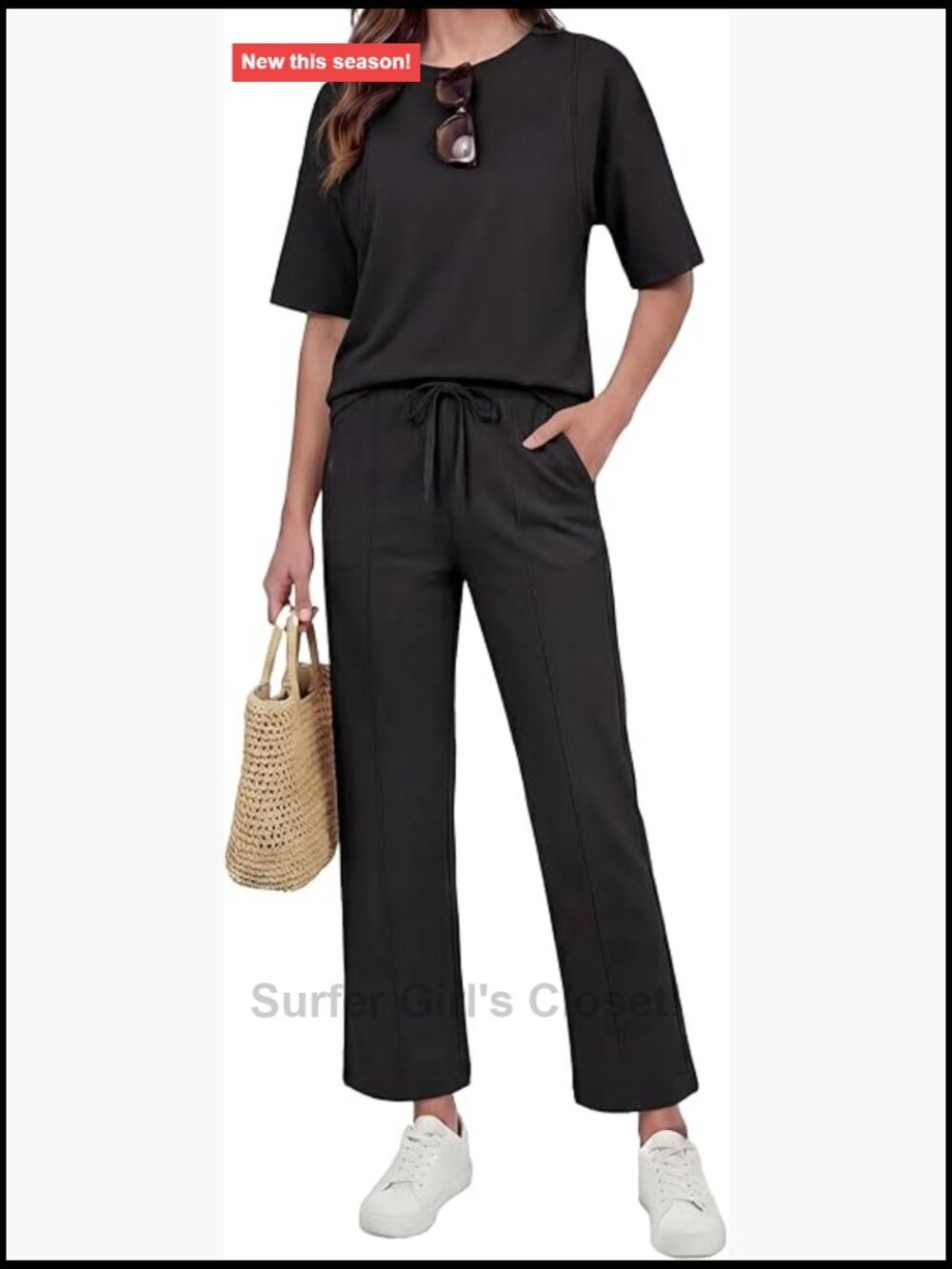 Two Piece Lounge Set Short Sleeve Wide Leg Pants Travel Outfit
